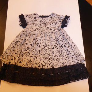 Persnickety Toddler Girl Ivory & Black Ruffled Dress Size 2